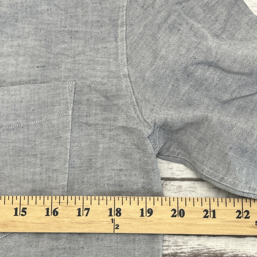Rag & Bone Shirt Mens Medium Gray Chambray Linen Cotton Button Up Tailored Fit - Picture 6 of 13